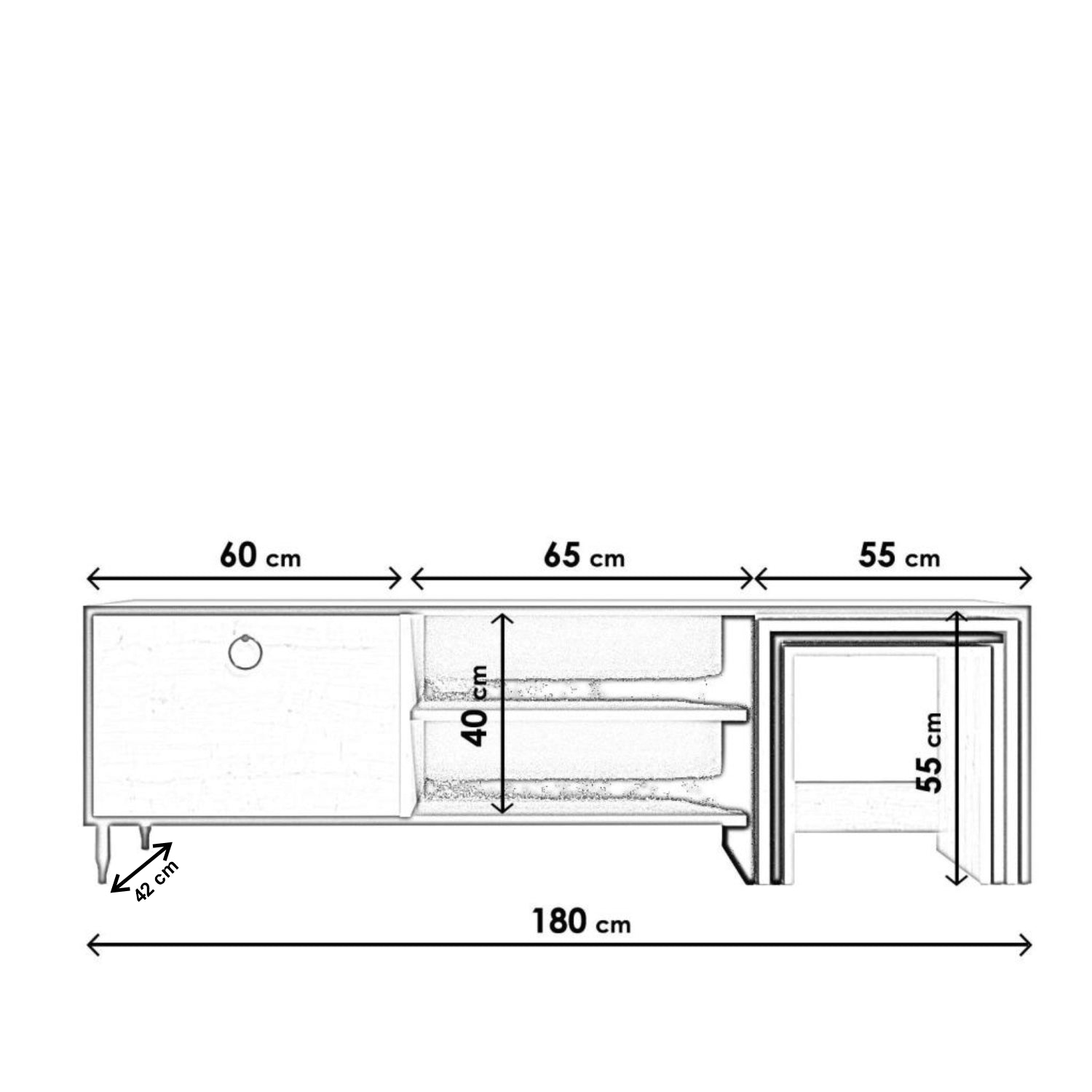 Zigon Sehpalı Tv Ünitesi Safir Meşe 180*55*42 cm