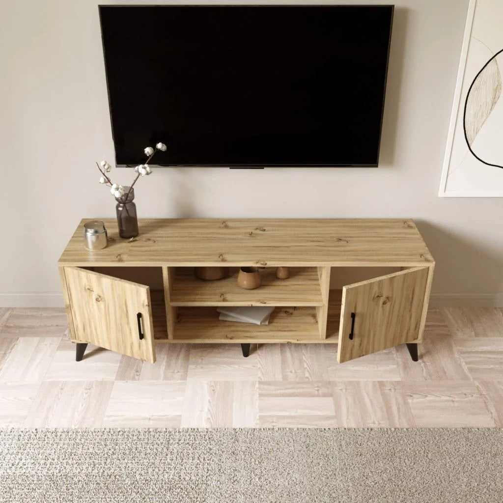 Deniz Tv Sehpa Keçe Meşe 150*55*40 cm