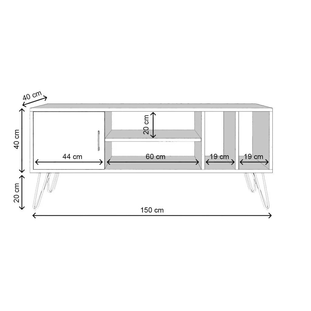 Tuğba Tv Sehpa Yerli Ceviz Siyah 150*40*60 cm