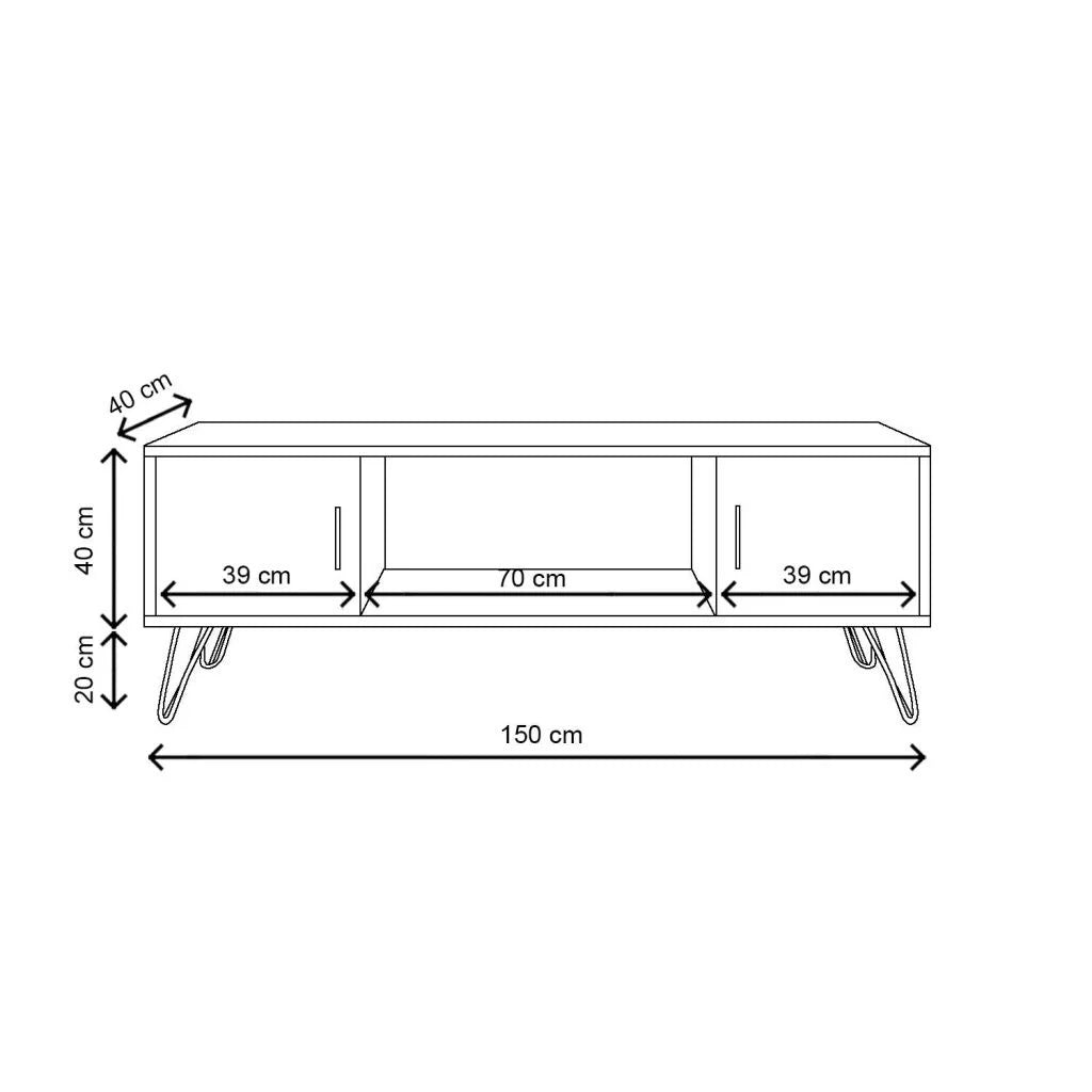 Seyhan Tv Sehpa Keçe Meşe 150*60*40 cm