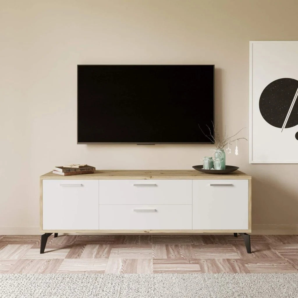 Sude Tv Sehpa Keçe Meşe Beyaz 150*55*40 cm
